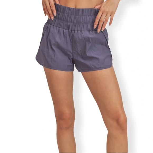 FP Movement by Free People Pants - fp movement by free people High-Waisted Smocked Elastic Active Shorts